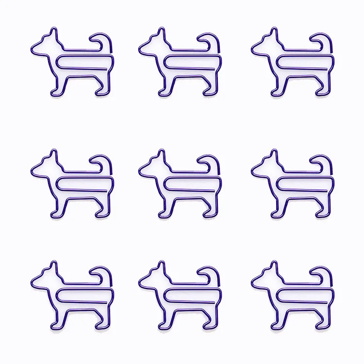 12pcs/box Animal Shaped Paper Clip Purple Cartoon Bookmark Memo Clip Paperclips Metal Material Escolar Papelaria Gift Stationery