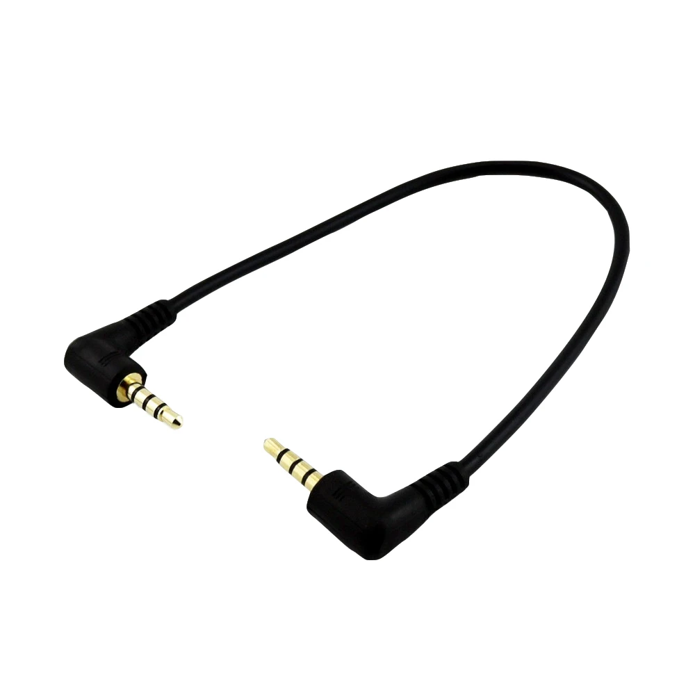 1 шт. позолоченный разъем стерео 3,5 мм 4-полюсный штекер TRRS к штекеру прямоугольный разъем M/M аудио короткий соединительный кабель шнур 20 см