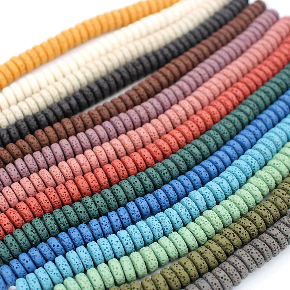 8 مللي متر 10 مللي متر الحمم روك الخرز الطبيعية شقة حجر فاصل فضفاض الخرز 14 الألوان DIY للمجوهرات أقراط صنع 1 حزمة