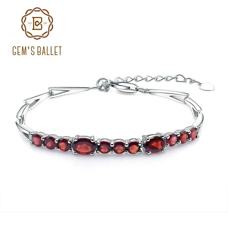 GEM\'S BALLET 5.32Ct Natural Red Garnet Tennis Bracelet Genuine 925 Sterling Silver Bracelets&bangles Women Fashion Fine Jewelry