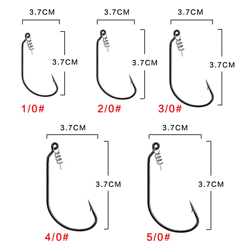 Anzuelo de gusano con puntada de bloqueo, señuelo suave, anzuelo individual, anzuelo de pesca Grub, accesorios de aparejo de Texas, lote de 10 piezas