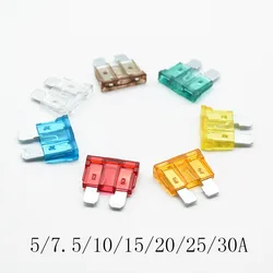 20pcs Blade Fuse Zinc Alloy and Plastic Material 5A 7.5A 10A 15A 20A 25 30A AMP Set For Auto Car Truck 19*19mm Mini Safety fuse