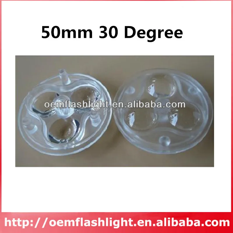 3-in-1 50mm 30 Degree High Power LED Glass Lens with Flat Surface - 1 Piece