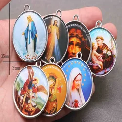 30 pieces / religious double-sided Jesus icon handmade cross medal, 3.5 cm classic Jesus icon medal medal