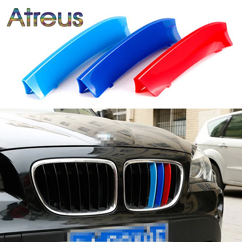 Atreus 3pcs For BMW X5 E70 F15 X1 E84 F48 X3 F25 X4 F26 X6 E71 F16 Motorsport Power M Performance Front Grille Trim Strips Cover