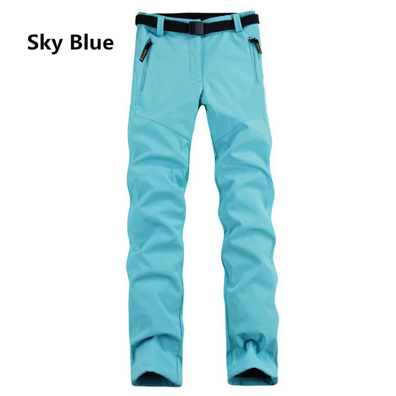 Women\'s outdoor autumn and winter soft shell pants Casual riding warm fleece pants Hiking pants ski waterproof pants