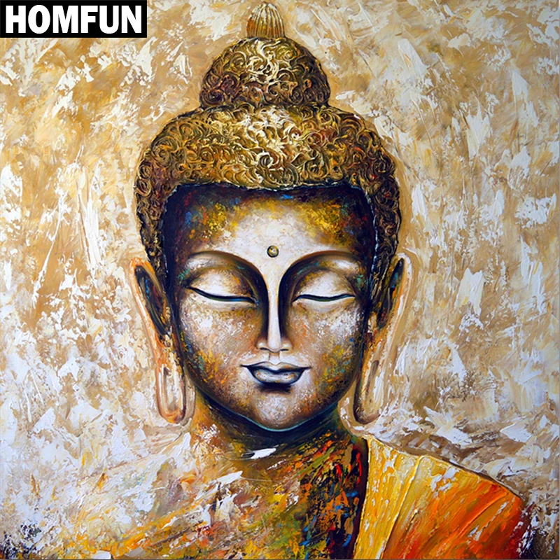 

HOMFUN Full Square/Round Drill 5D DIY Diamond Painting "Religious Buddha" Embroidery Cross Stitch 5D Home Decor Gift A06128