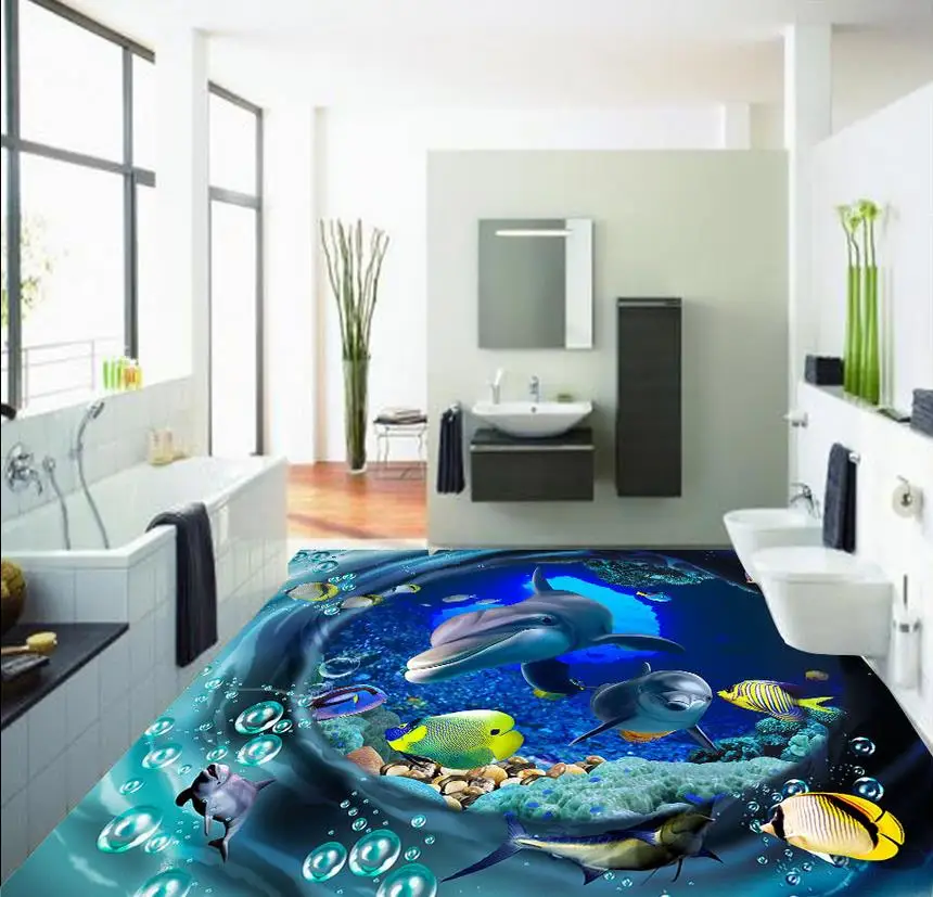 

Home Decoration 3d customized wallpaper Swirl Underwater World 3D Floor pvc self-adhesive wallpaper