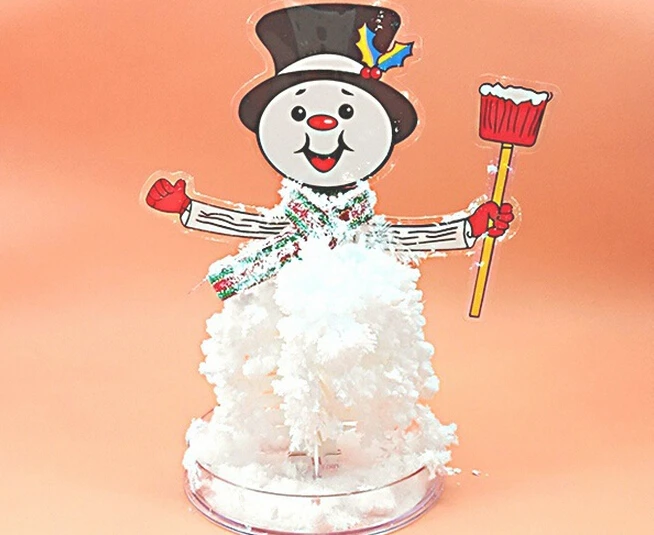 

2019 18x10cm DIY White Magic Growing Paper Crystal Snowman Tree Kit Artificial Magical Grow Trees Science Kids Christmas Toys