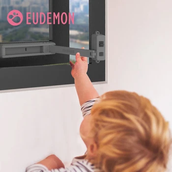 EUDEMON-bloqueo de ventana de protección para niños, Restrictor de ventana de seguridad ABS, limitador de cerraduras de prevención de caídas