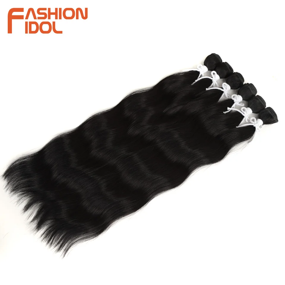 FASHION IDOL 6Pcs Water Wave Hair Bundles Syntetyczne przedłużanie włosów 20 cali Ombre Blonde Fake Hair Weave Body Wave Fiber Hair