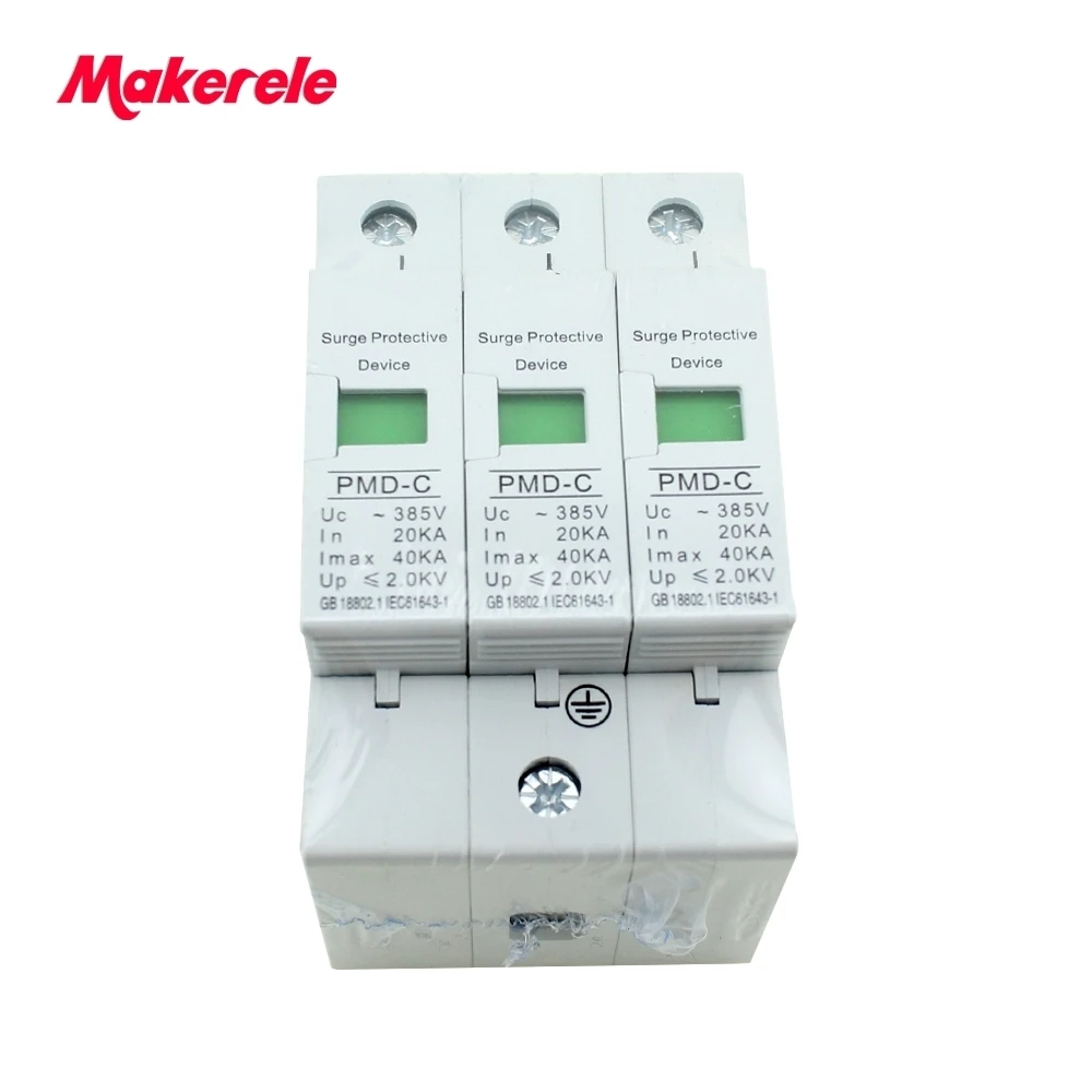 Hot sale SPD 3P 20KA~40KA ~385VAC House Surge Protector Protective Low-voltage Arrester Device anti-lightening