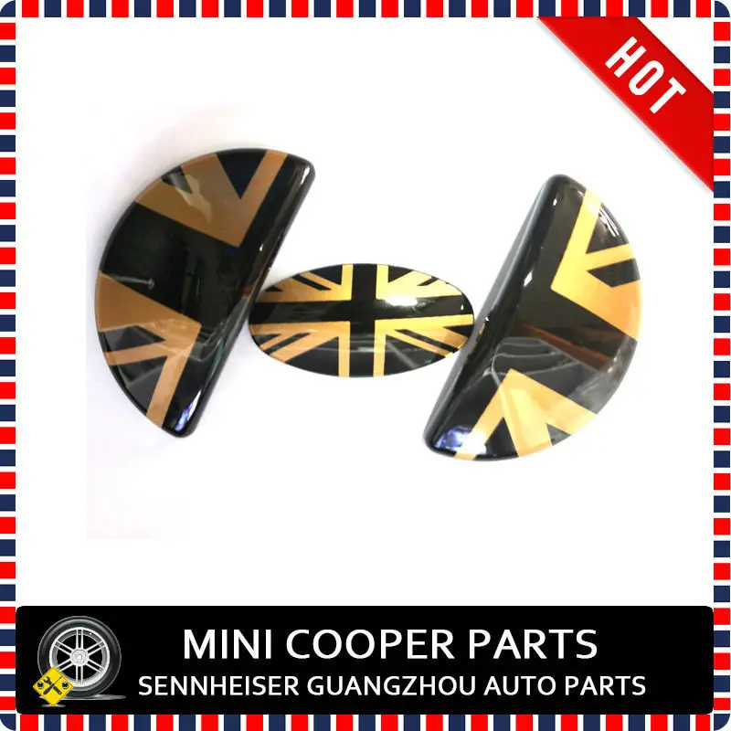 Brand New ABS Material UV Protected Gold Jack Style Door Knob Cover For mini cooper R56 R55 R57 R58 R59  (3 Pcs/Set)