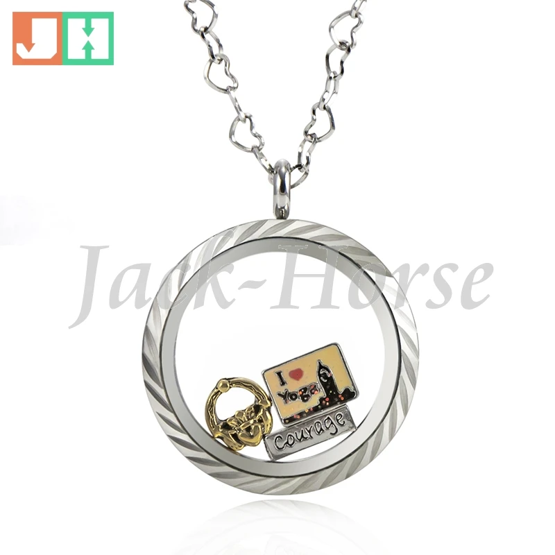 Water Proof  316L Stainless Steel 20mm 25mm 30mm glass memory  floating locket living locket floating charm locket