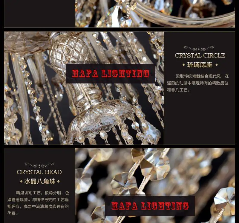 European Style Crystal Lamp Modern Living Room Simple Candle Light Large Complex Villa Project Staircase Chandelier 12/18 Arms