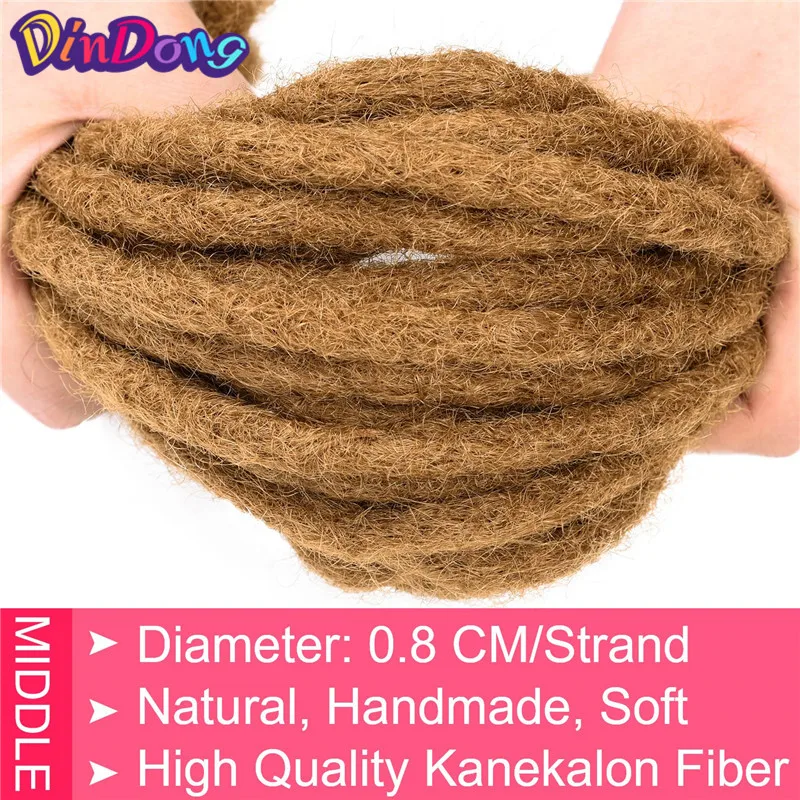 DinDong 10 inch Synthetic Dreadlocks Men Handmade Crochet Braiding 6 inch Dreadlocks Hair Extensions Hip Hop Pure Color