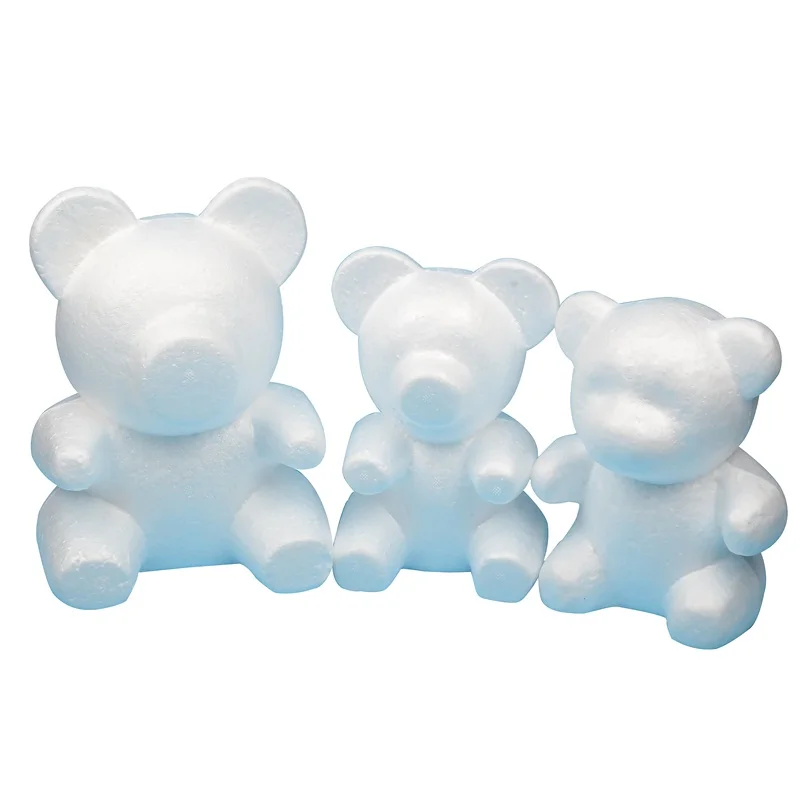 1pcs Polystyrene Styrofoam Foam Rose Bear White Craft For DIY Christmas Party Decoration Wedding New Year Valentines Day Gift