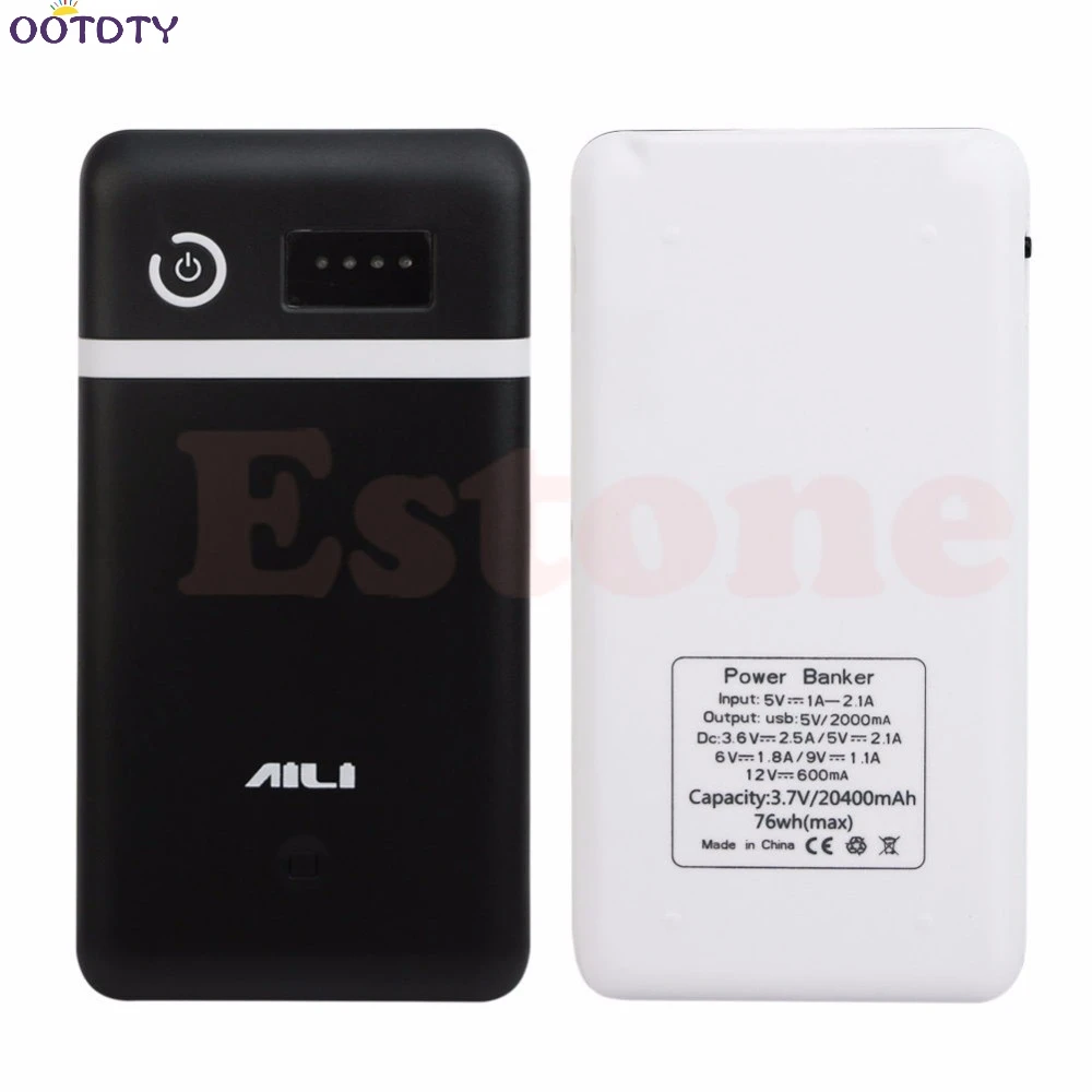 Mobile Power Banks Box 5.5x2.5mm 3.6V 5V 6V 9V 12V 6 x18650 Battery Charger Adapter White/Black/White Black/Black White