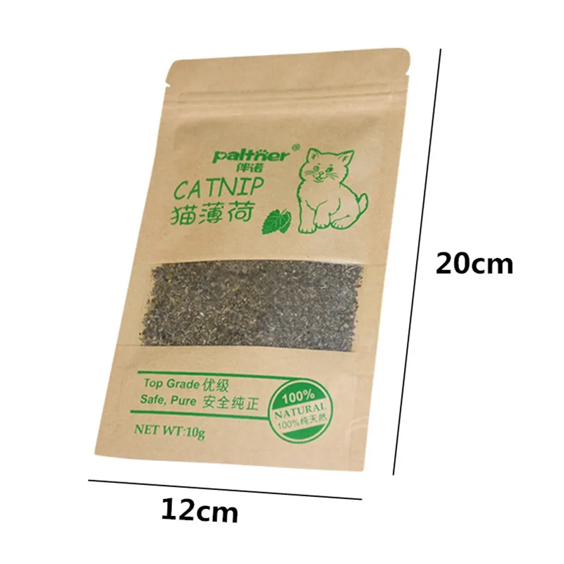 Organic Cat Catnip 100% Natural Cattle Grass Cat Mint Leaves 10g Menthol Flavor Funny Cat Training Treats Toys Cats Supplies