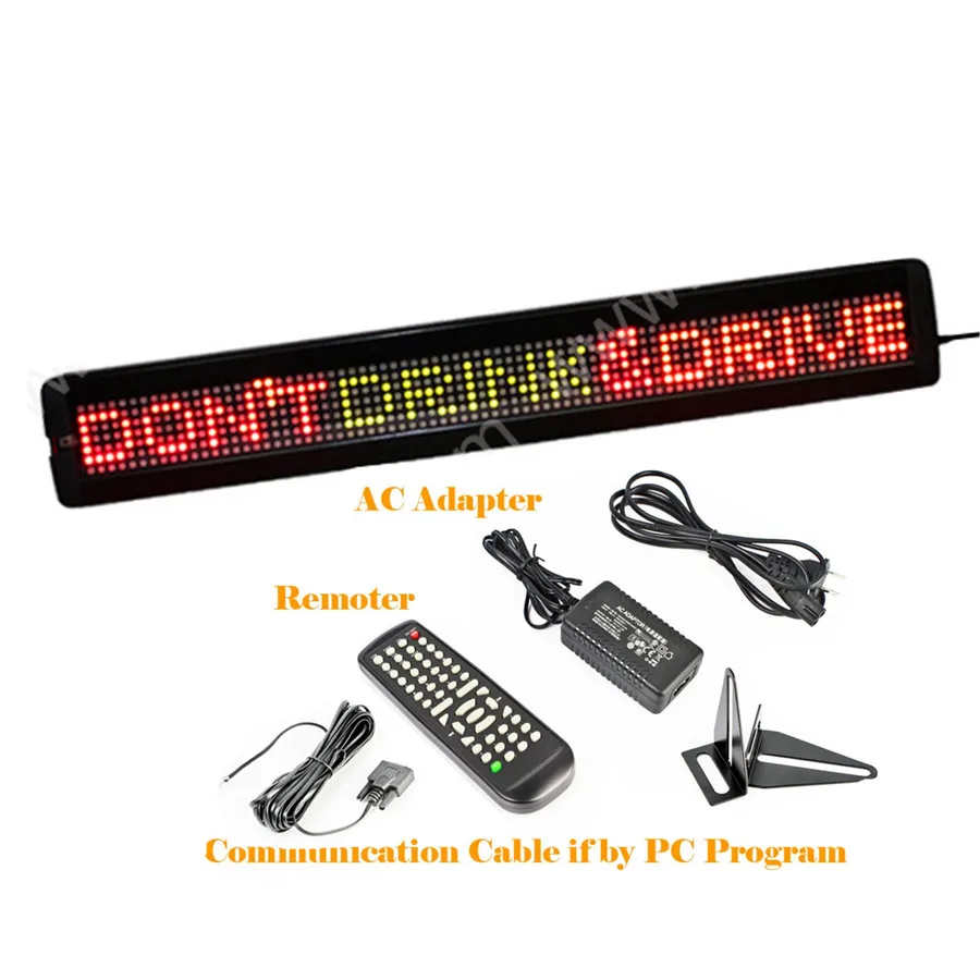 Placa de mensagens programável, quadro de mensagens com interface rs232 de 26x4 polegadas, 7x80 pixels led para negócios, carro, loja