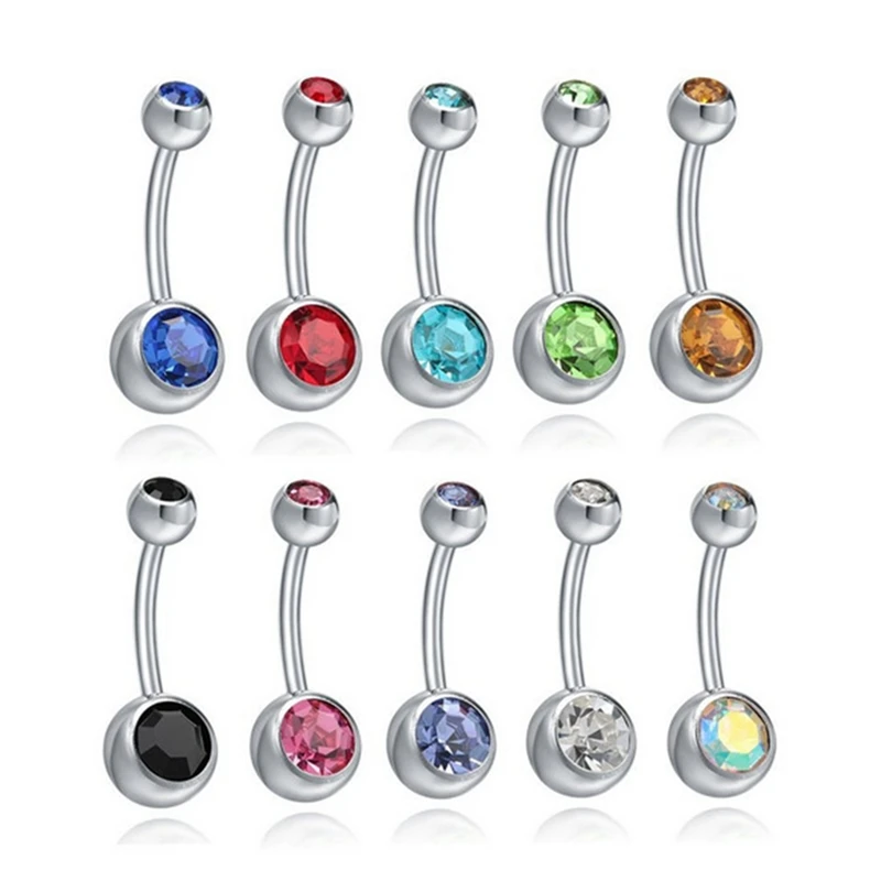 Stainless Steel Belly Button Piercing Rings For Women Crystal Sexy Navel Ombligo Pircing Body Jewelry Girlfriend Gift