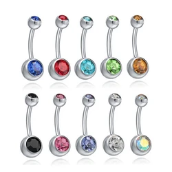 Stainless Steel Belly Button Piercing Rings For Women Crystal Sexy Navel Ombligo Pircing Body Jewelry Girlfriend Gift