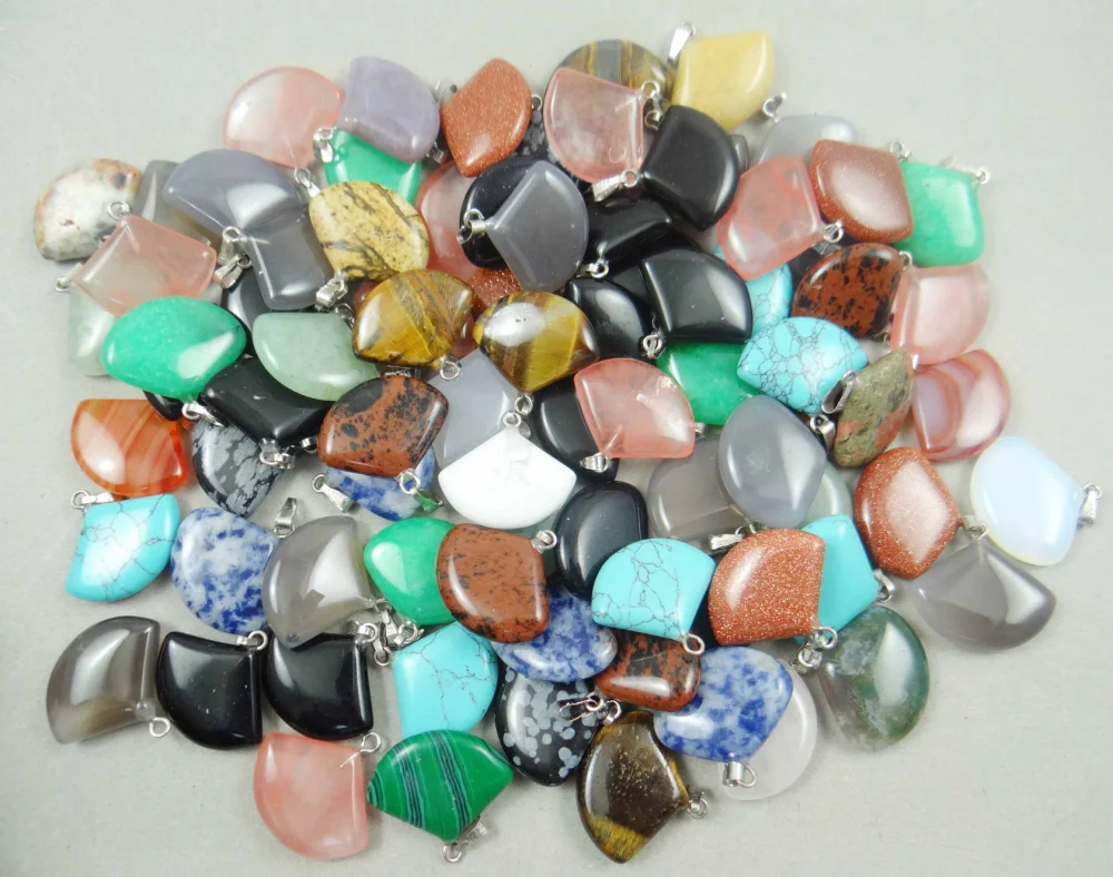 

natural stone Quartz Turquoises crystal tiger eye charm pendant for diy jewelry making necklace Accessories50pcs