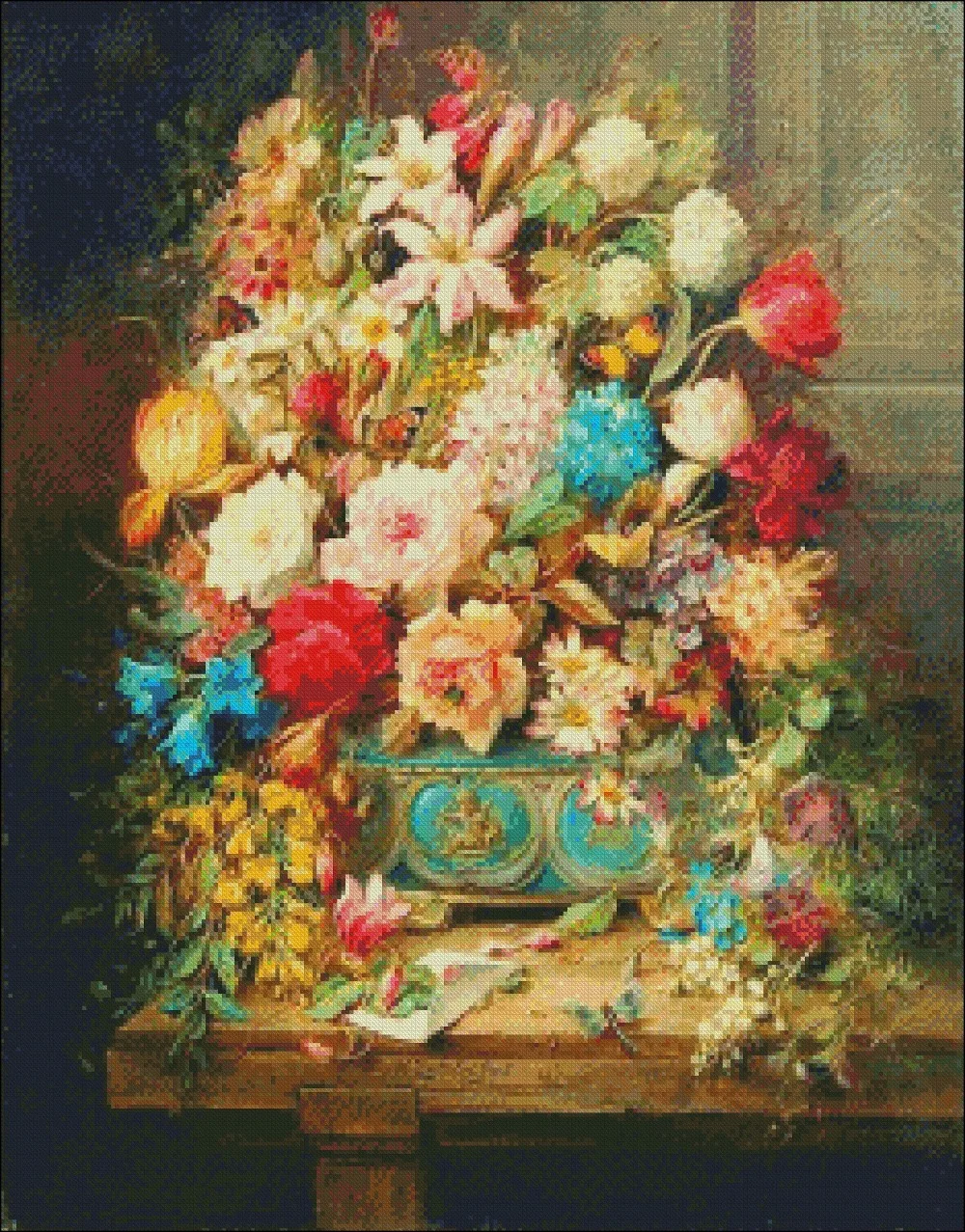 Needlework for embroidery DIY Quality - Counted Cross Stitch Kit 14 ct Oil painting - Still Life with Flowers and Butterflies