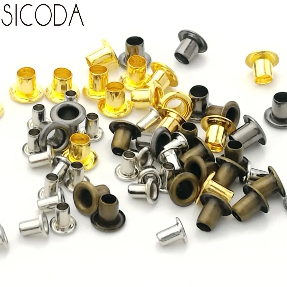 SICODA 100pcs 1.5/2/2.5mm mini Grommets Eyelets hollow rivet  bjd brass Eyelets Doll Clothing Accessories bag decorative