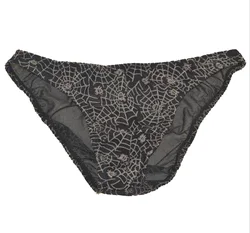 Calzoncillos sexys de cintura baja para hombre, ropa interior con diseño de telaraña de gasa de encaje, color negro