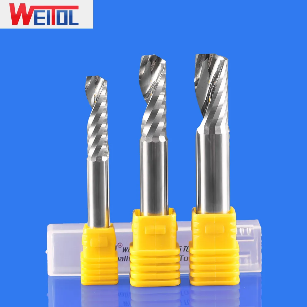 WeiTol 1 szt. 8mm 10mm 12mm jednostrzowe bity spiralne narzędzia skrawające CNC do sprzedaży drewna, akrylu, MDF, PVC