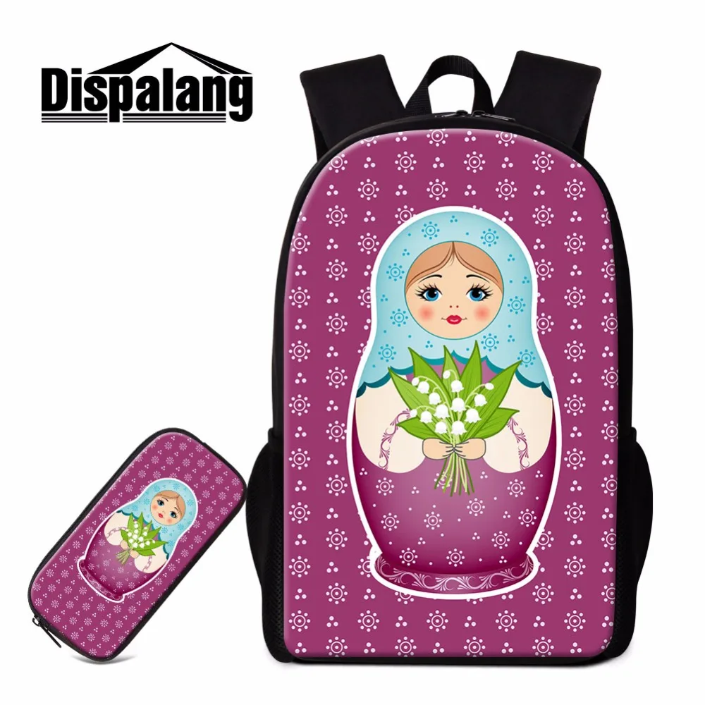 

Dispalang School Backpack Russian Dolls Prints Cute Bookbag Pencil Bag for Girls Stylish Bagpack Cool Satchel Cartoon Mochilas