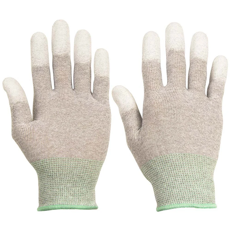 10 Pairs Antistatic Gloves Reusable Washable Dust-free Carbon Fiber Electronic Industrial ESD Working Gloves Finger PU Coating