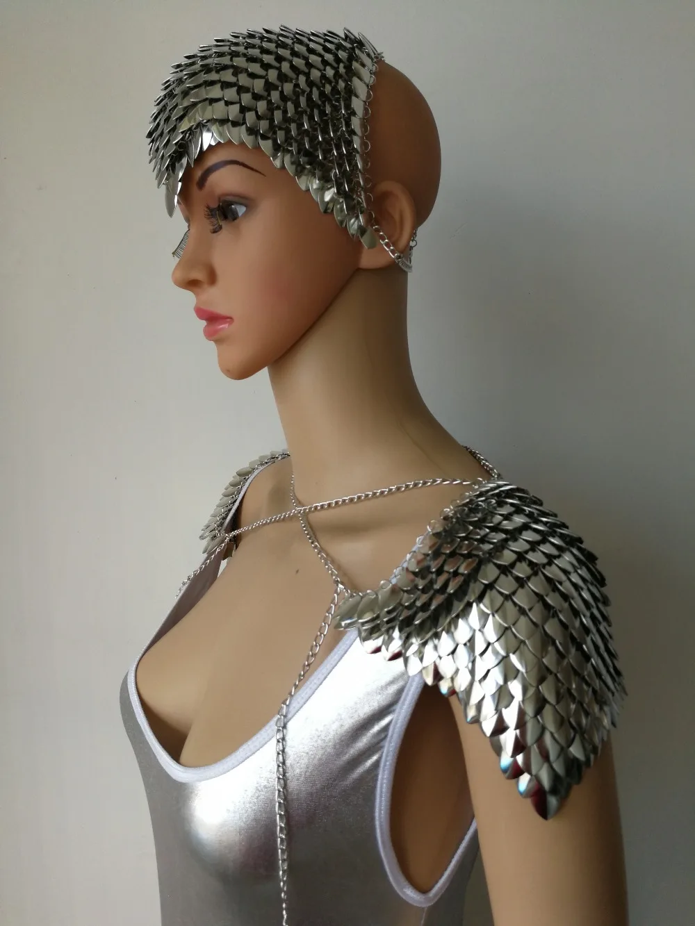 New Fashion Style B756 Silver Scalemail Mermaid Fish Scales Head Chains Layers Head Hair Chains Jewelry 2 Colors