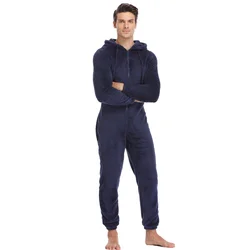 Pijama de felpa de lana para hombre, ropa de dormir cálida, mono de talla grande, Kigurumi, conjuntos de pijama con capucha para adultos, Invierno