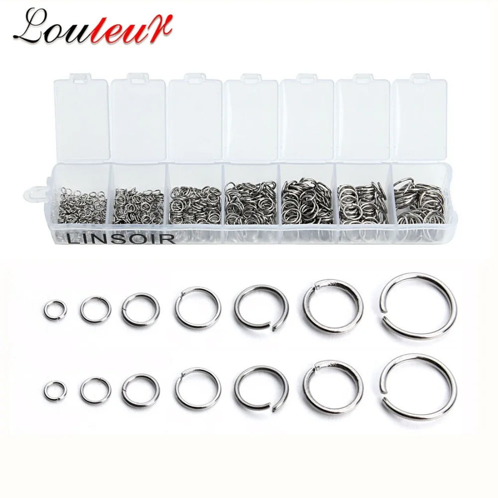 1Box Mixed Edelstahl Open Jump Ringe 3/4/5/6/7/8/10mm Silber Farbe Split Ringe Anschlüsse Für Diy Schmuck Machen Großhandel