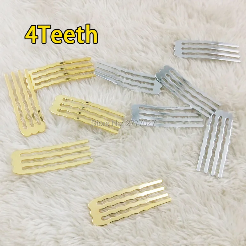 12pcs/lot 4 Wave teeth Metal comb 16*36mm,High quality Plated with none nickle and none lead Hair Comb,Hair accessories DIY