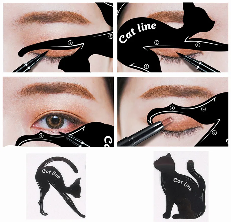 1Pc Quick Dry Makeup Eyeliner Waterproof Eyeliner Pen With Stamp+2Pcs Eye Cat Line Eyeliner Stencils Best Selling 2018 Products