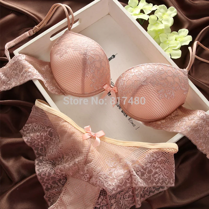 Fashion fashion lace sexy thin deep V-neck push up underwear hot-selling vintage solid color bra set