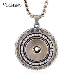 Vocheng Snap Button Bronze Pendant Necklace Inlaid Crystal 18mm Interchangeable Jewelry NN-474