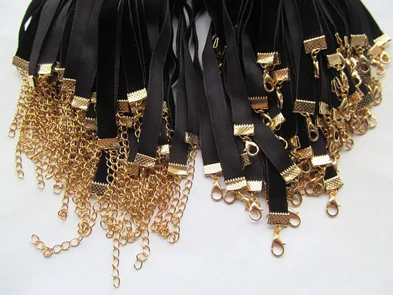 10pcs 13inches Adjustable 10mm Flat Black Velvet Choker Necklace Cord String Rope,DIY Beading Pendant Charm Cord,Tatto Choker