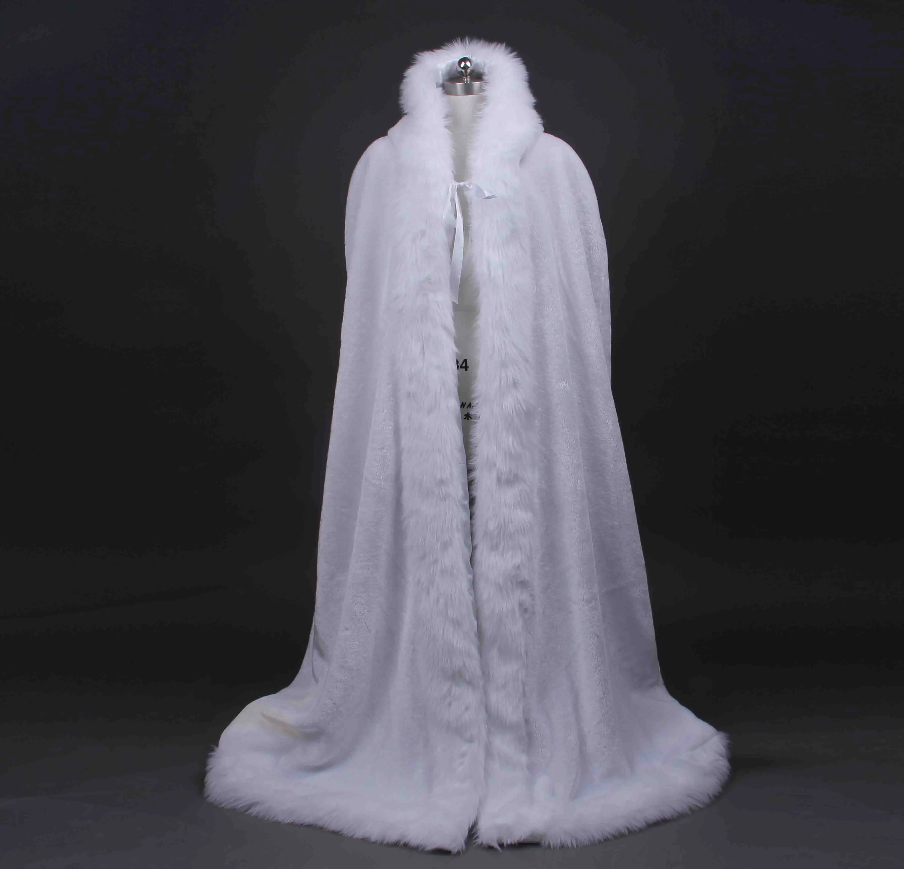 Long warm capes white ivory bride winter wedding cloak shawl  artificial fur cape coat adult SHAWL  women poncho faux fur colak