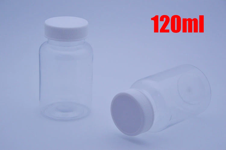 

100pcs 120ml Transparent PET Medicine Bottles,Capsules/Pills/Powder/Vitamin Plastic Bottles--White Color Caps