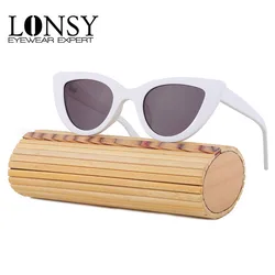 LONSY White Sexy CAT EYE Sunglasses Women Polarized High Quality 2026 Spring Summer Sun Glasses Female Oculos De Sol Feminino