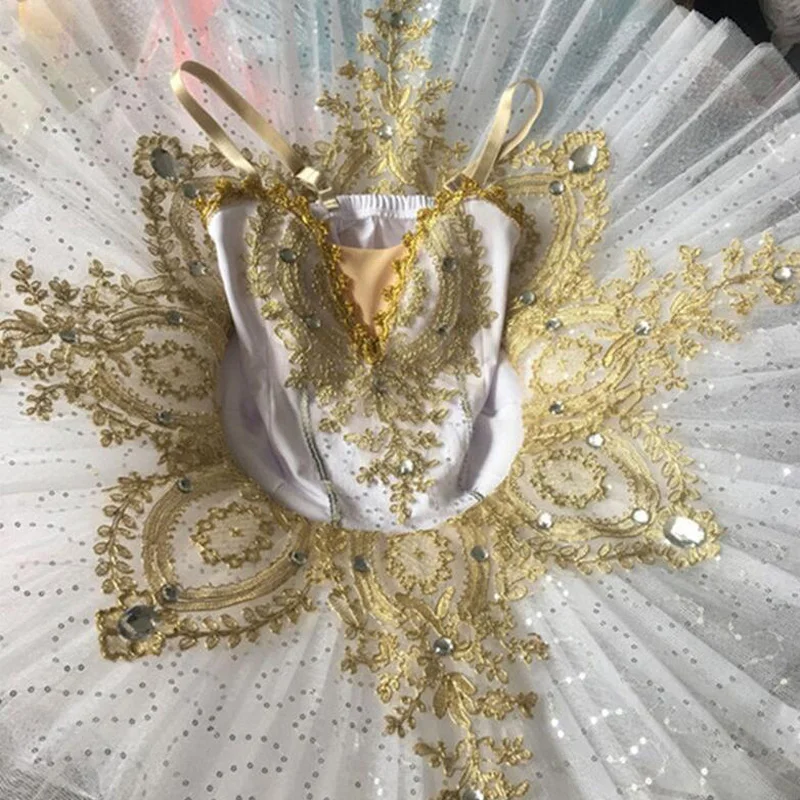 Vestido de Tutús de Ballet con lentejuelas para niños, trajes de baile de Ballet de Lago de los Cisnes, ropa profesional para niñas, vestido de tutú, traje de baile