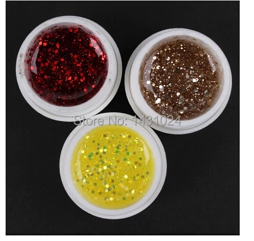 36PCS Glitter Shimmer Spangles Nail Art UV Gel for Acrylic Nails Glitter Powder UV Gel for UV Nail Art Tips