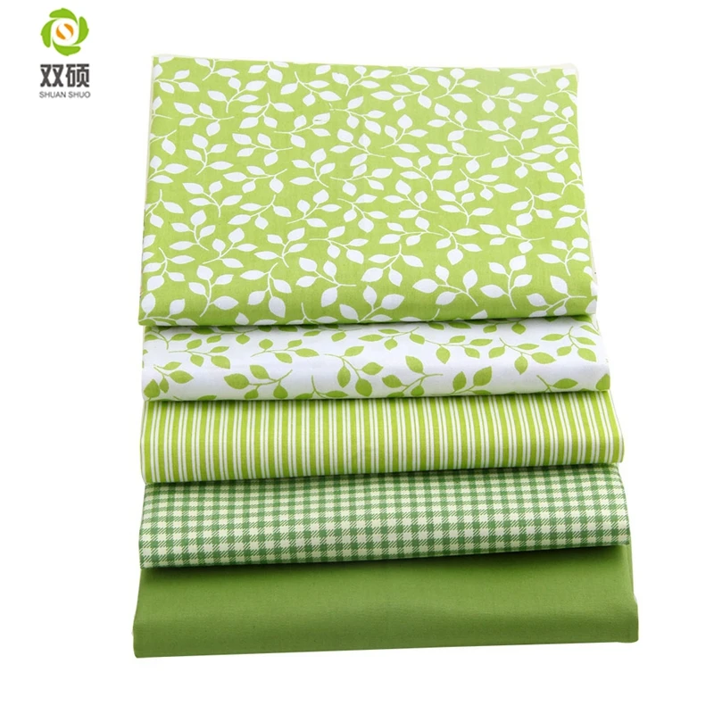 Shuanshuo Fresh Green Group Fat Quarter Patchwork Cloth Sewing Different Sizes 100% Cotton Meter Fabric 40*50CM  5PCS/LOT