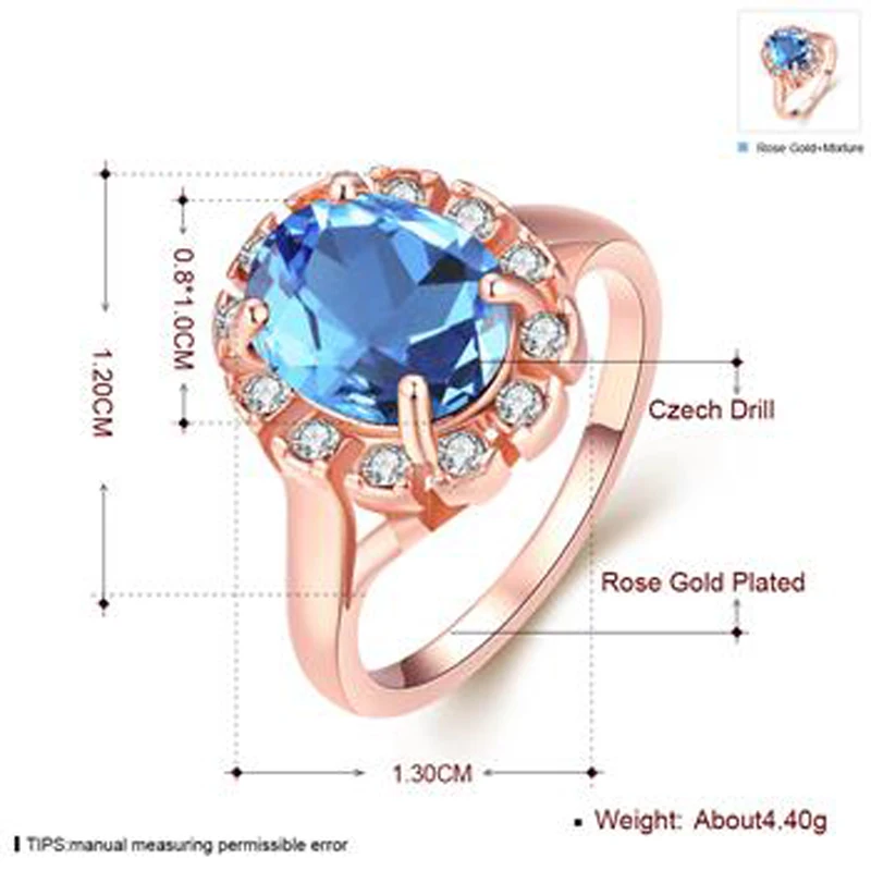 

Garilina Fashion Romantic sky blue stone ladies Anniversary rose gold ring AR2249