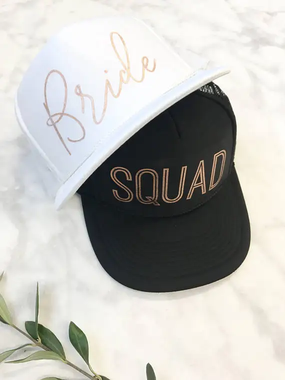 CUSOMIZE BRIDE SQUAD wedding MAID OF HONOR bridesmaid Mesh Trucker Snapback trucker hats caps bridal party favors decoration