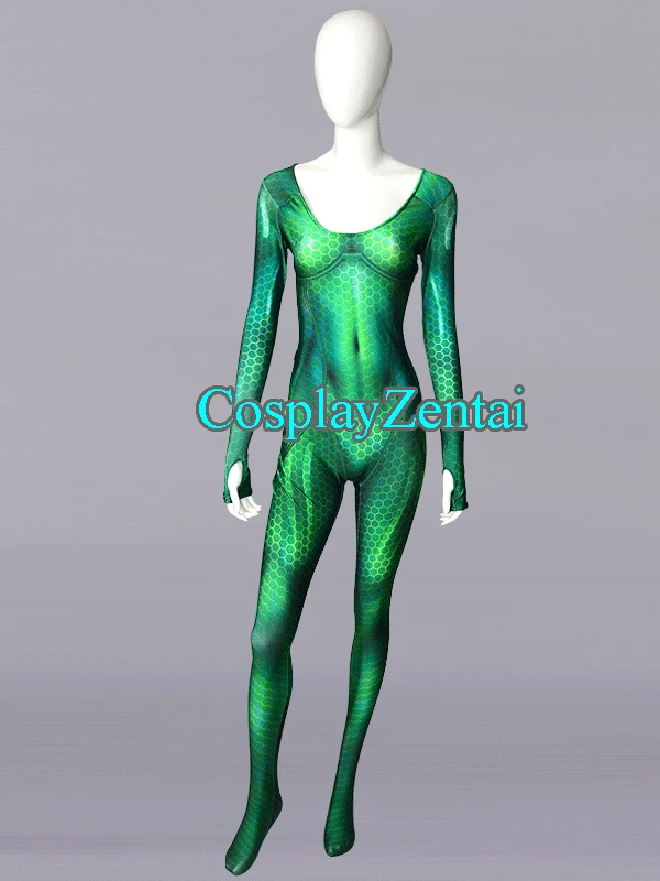 Quinn Mera Cosplay Costume 3D Printing Spandex Female Superhero Zentai Suit